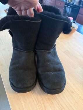 UGG Black Short Suede Shearling Booties